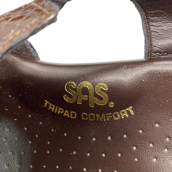SAS San Antonio Shoemakers Suntimer Sandals Brown Croc Print Leather Comfort 10N - Picture 9 of 13